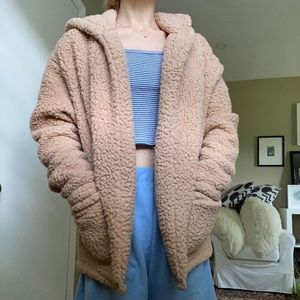 hollister hooded furry coat.